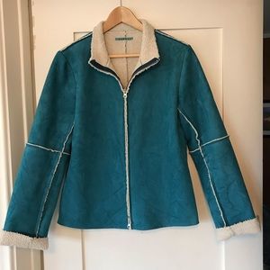 Velvet fleece jacket, teal, large, vegan